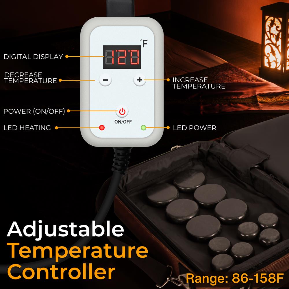 Serenelife Massage Hot Stone Set 12 Basaltsteine mit Tasche