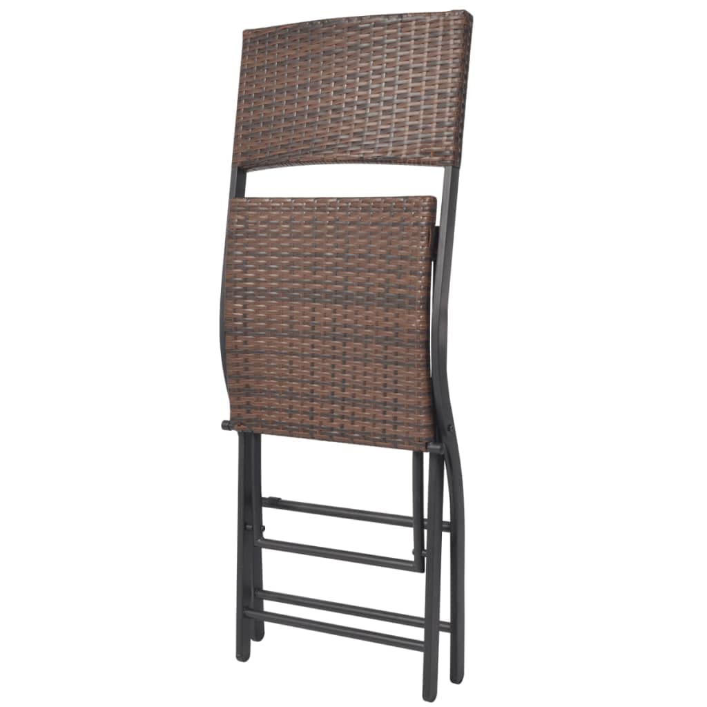 vidaXL Garten-Essgruppe 7-tlg Rattan Braun Klappbar