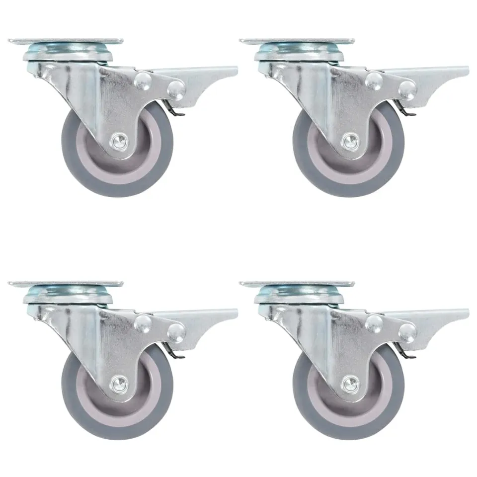 vidaXL 8x Lenkrollen 50 mm Möbelrollen mit Bremse grau 35 kg