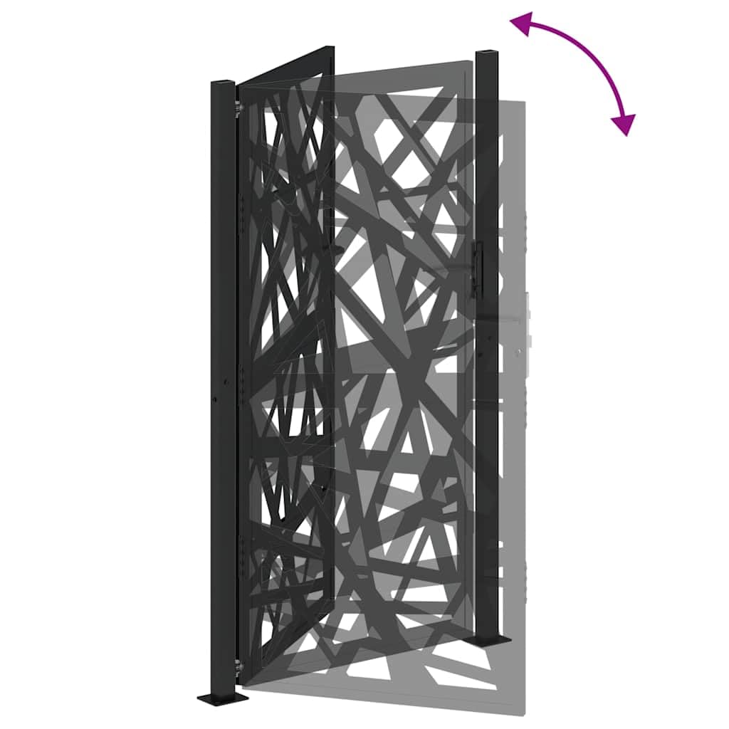 vidaXL Gartentor Schwarz 100x175 cm Stahl abschließbar
