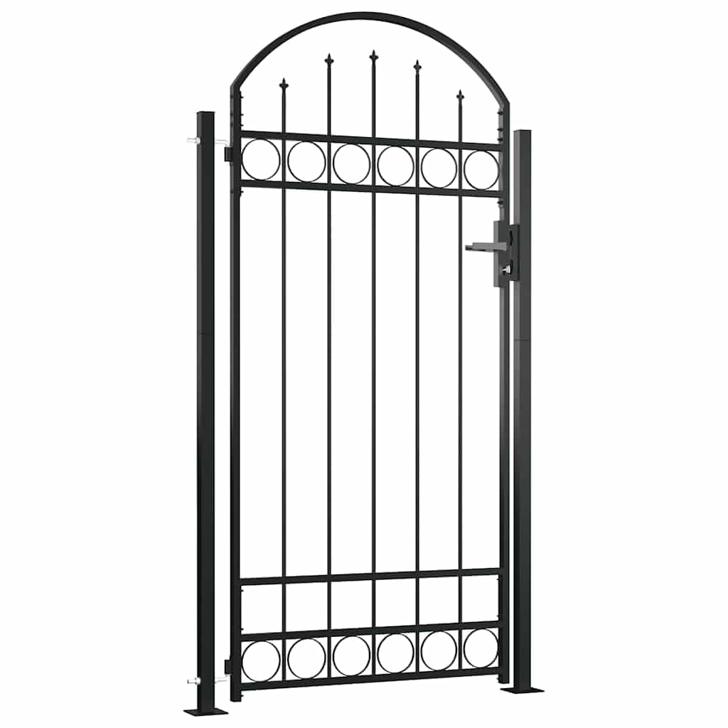 vidaXL Gartentor mit Bogen 105x170 cm Stahltor schwarz