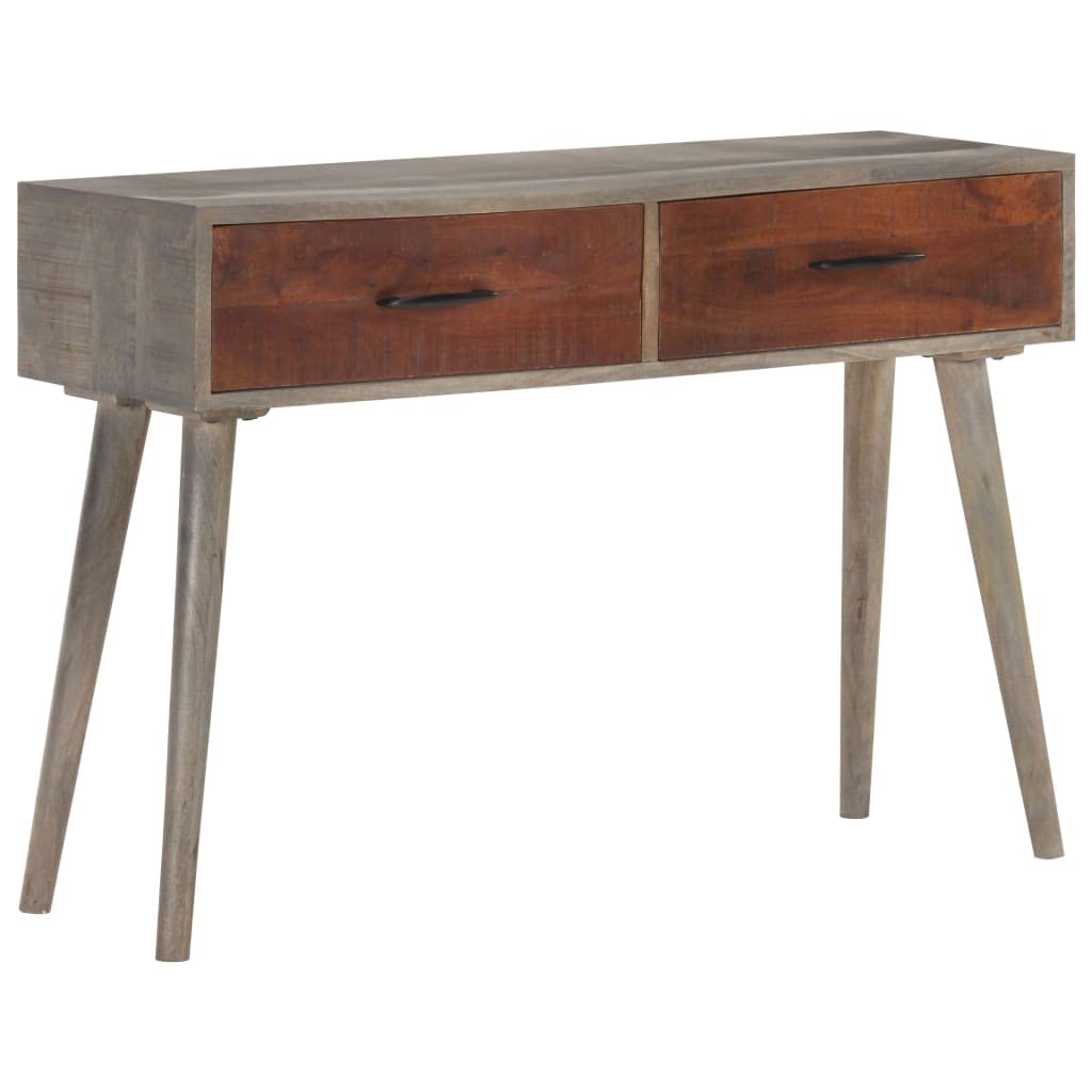 vidaXL Möbel Konsolentisch Mangoholz grau 110x35x75cm 2 Schubladen