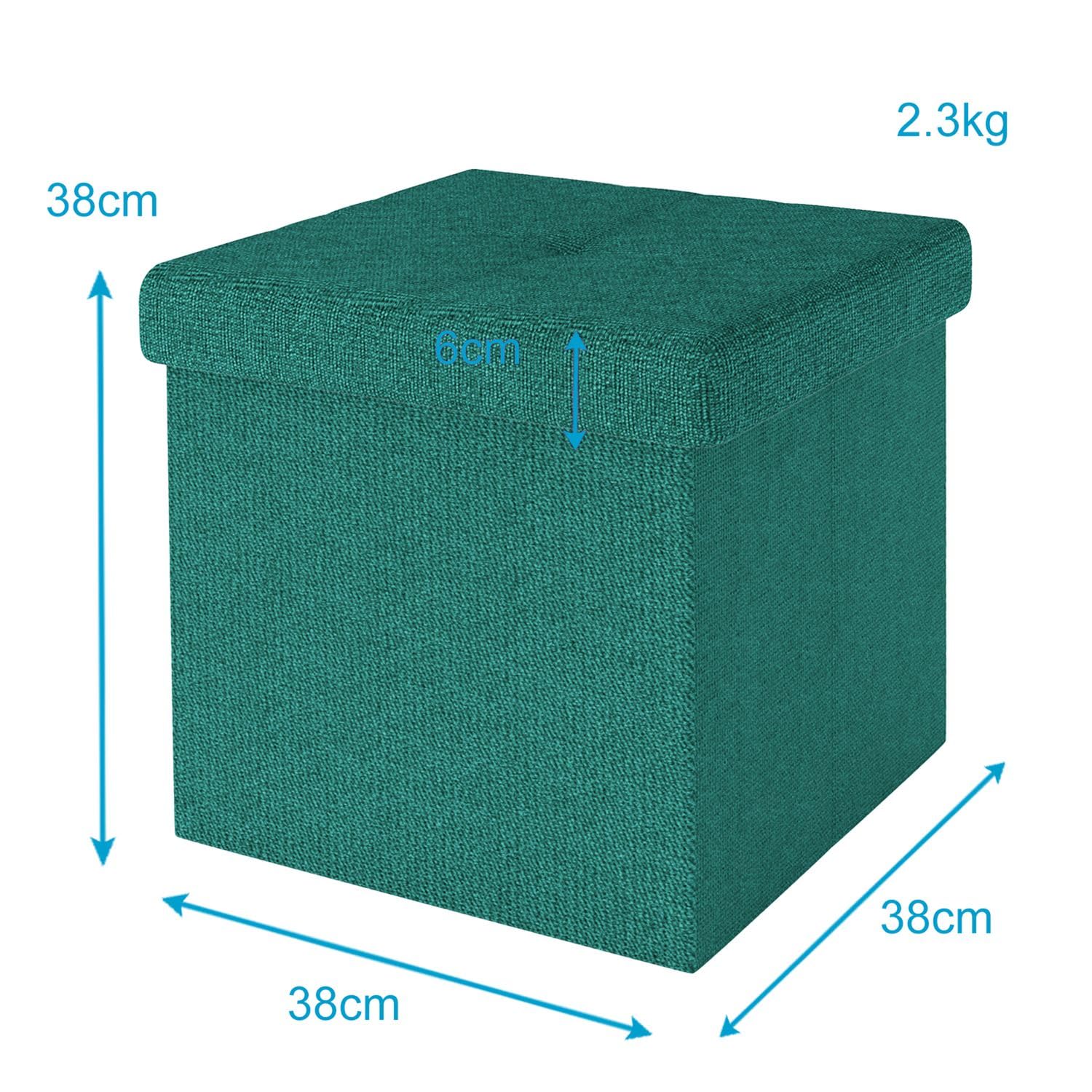 Intirilife Sitzhocker Sitzwürfel 38x38x38 cm Dunkel Türkis Stoff