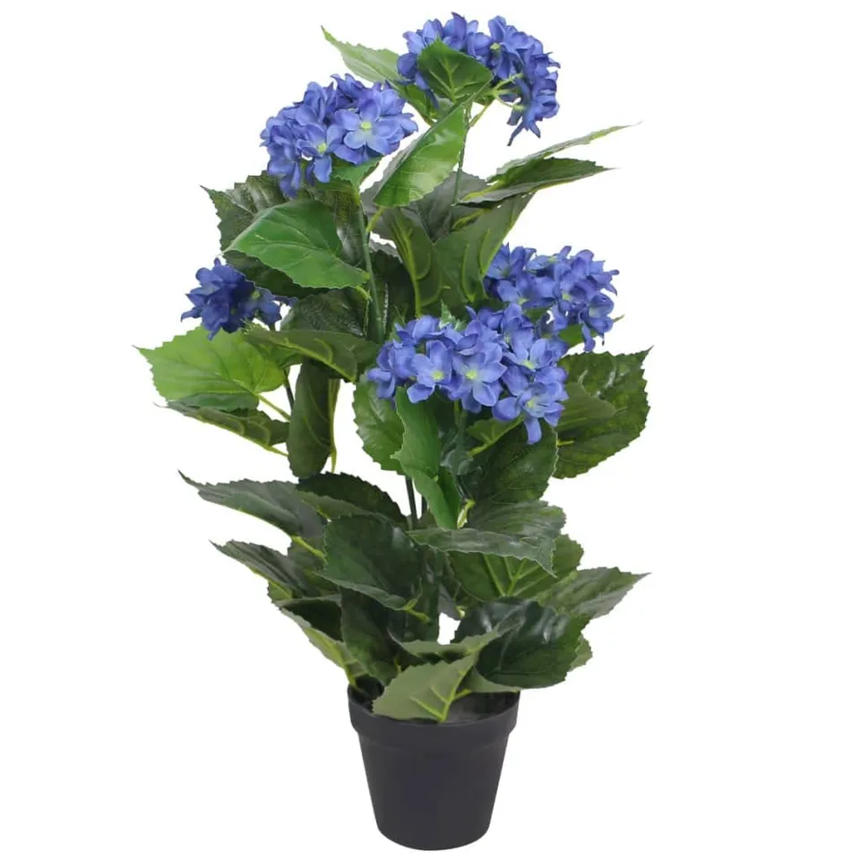vidaXL Künstliche Hortensie 60cm Topf Blau 5 Blüten