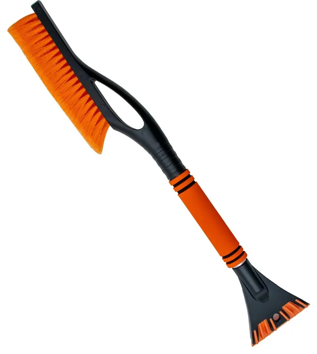 Intirilife Eiskratzer 2in1 Orange-Schwarz 59 cm Besen