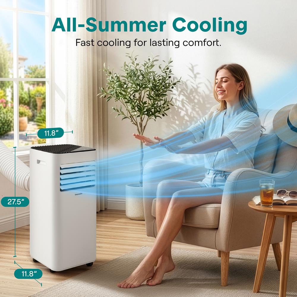 Serenelife Mobile Klimaanlage 8000 BTU Weiß Entfeuchter