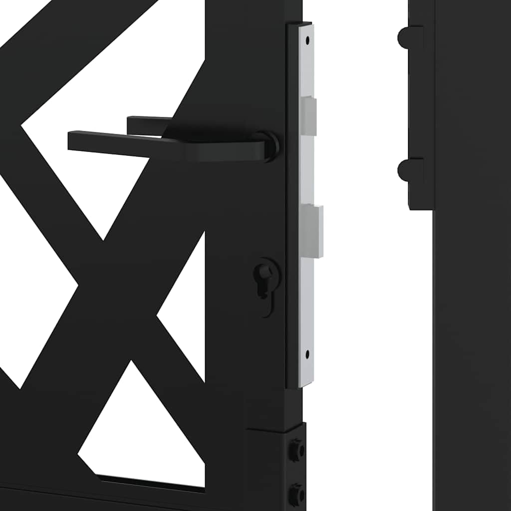 vidaXL Gartentor Schwarz Stahl Abschließbar 100x150 cm
