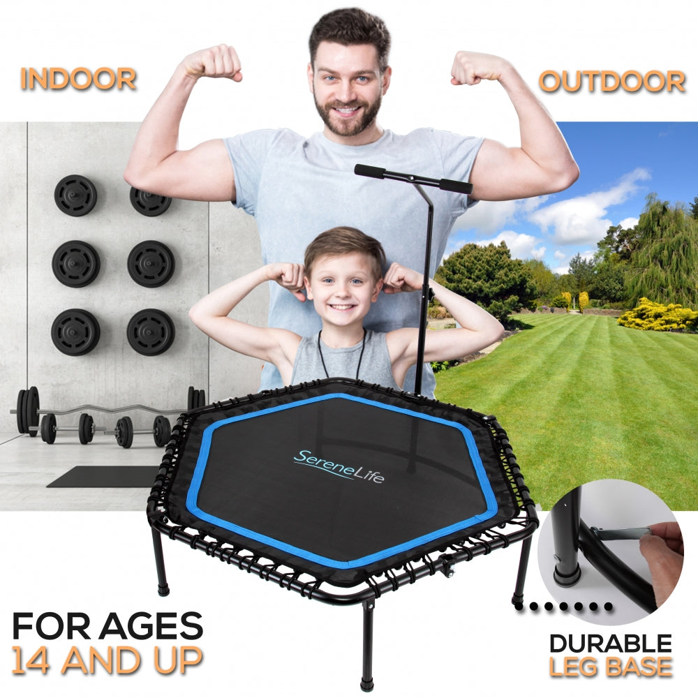 Serenelife Fitness Trampolin 48 Zoll klappbar Haltestange