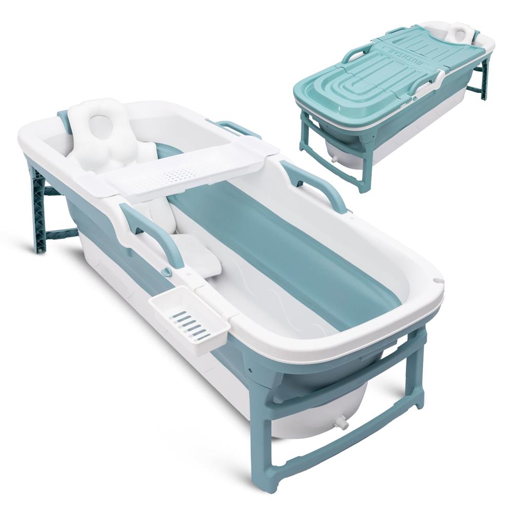Serenelife Badewanne faltbar 150cm Set blau mit Deckel