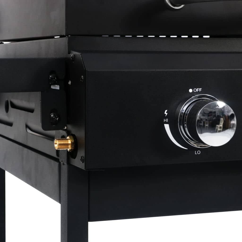 vidaXL Heim & Garten Gas-Holzkohle-Grill 2 Brenner mit Deckel