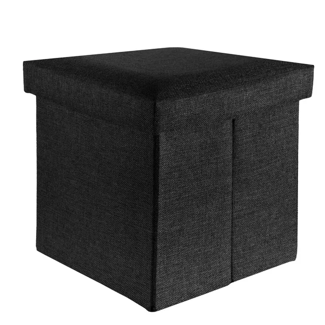 Intirilife Sitzhocker 38x38x38 Diamant Schwarz Sitzwürfel mit Stauraum