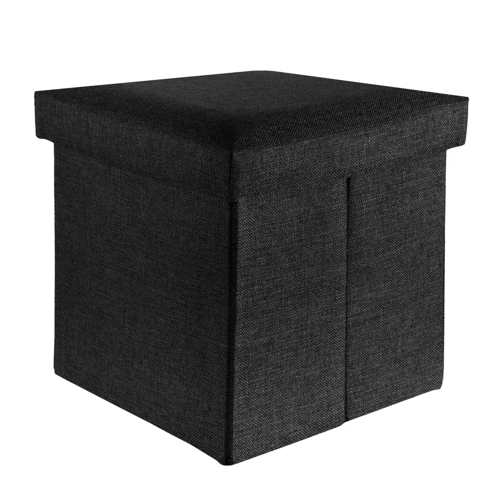 Intirilife Sitzhocker 38x38x38 Diamant Schwarz Sitzwürfel mit Stauraum