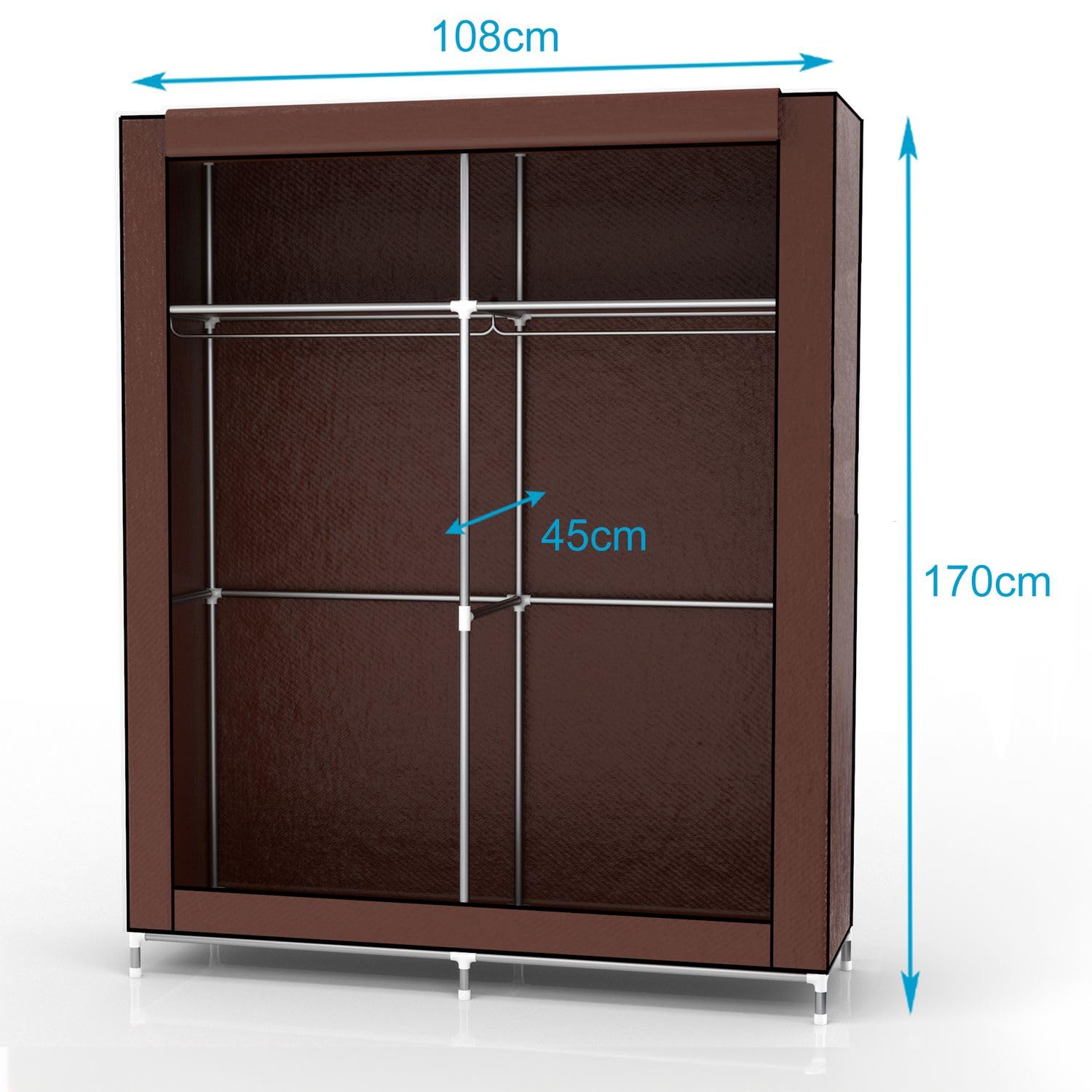 Intirilife Faltschrank 108x45x170 cm Stoffschrank Braun
