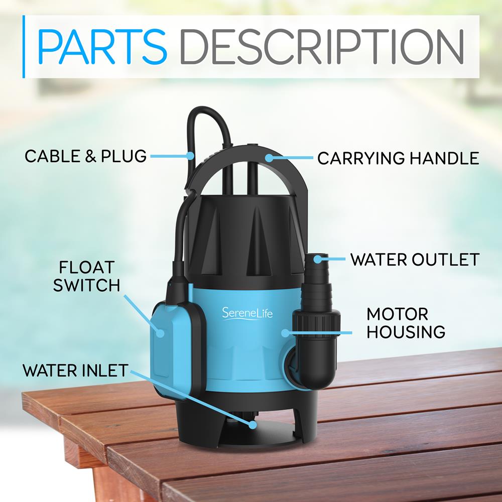 Serenelife Outdoor Tools SLBSMPMP50 Tauchpumpe Blau 7500 L/h