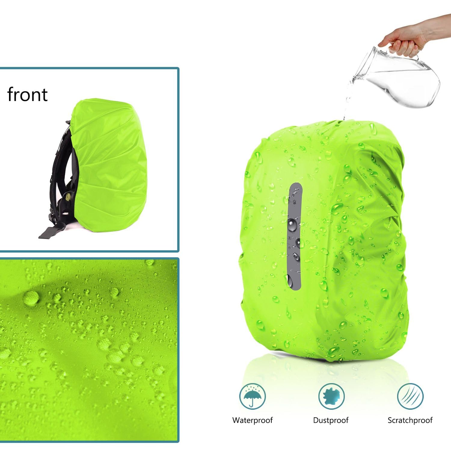 Intirilife Rucksack Regenschutz Gelb 55L Reflektor