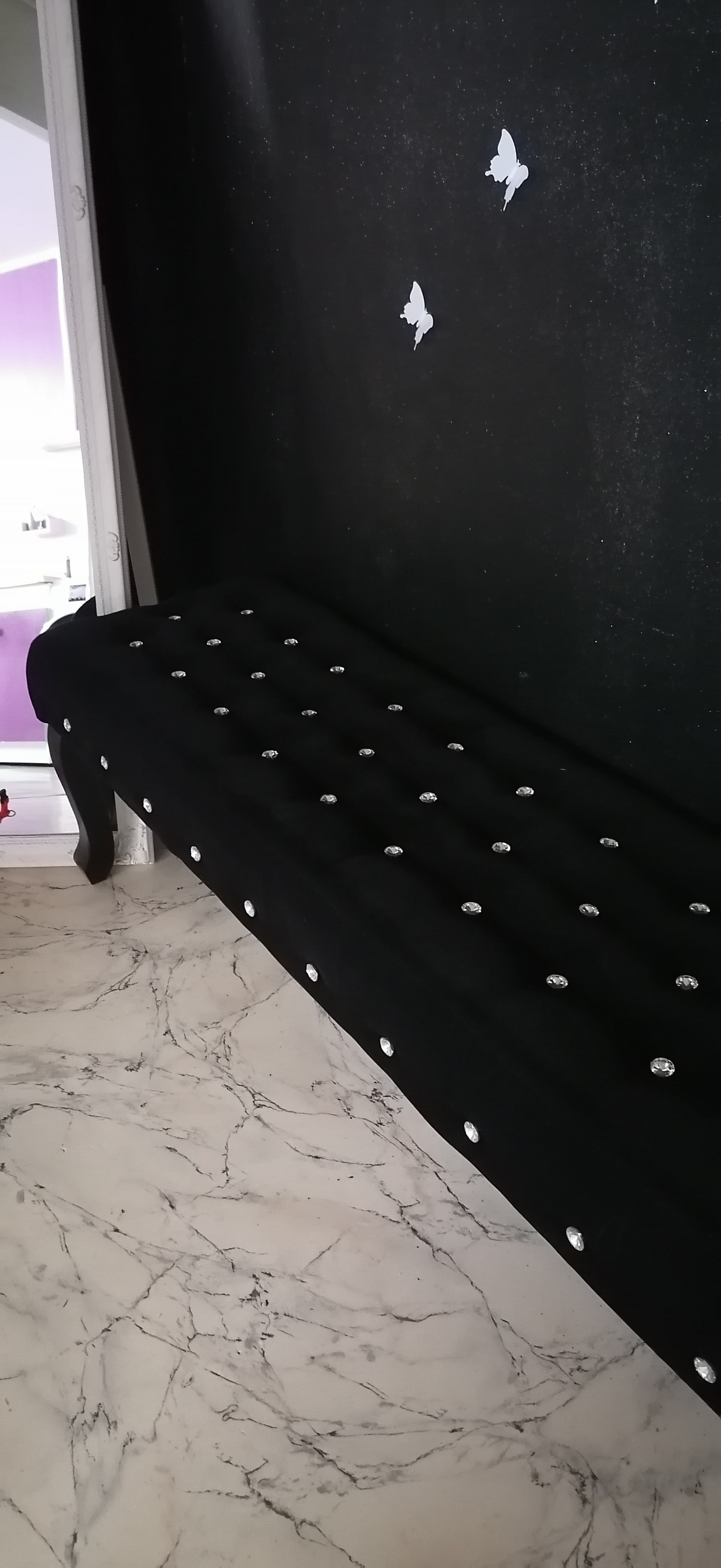 vidaXL Sitzbank Schwarz Samt 157 cm Kristallknöpfe