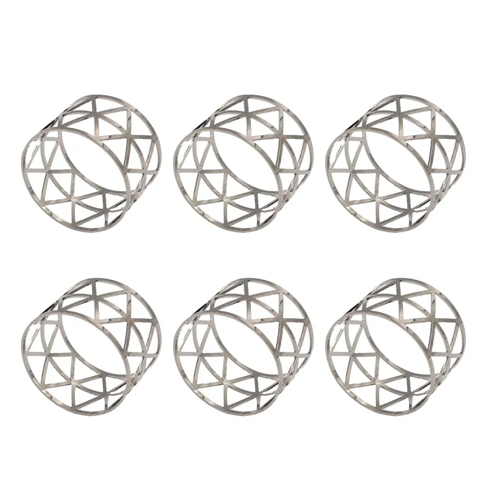 Intirilife Serviettenringe Silber Edelstahl 6er Set Dreieck