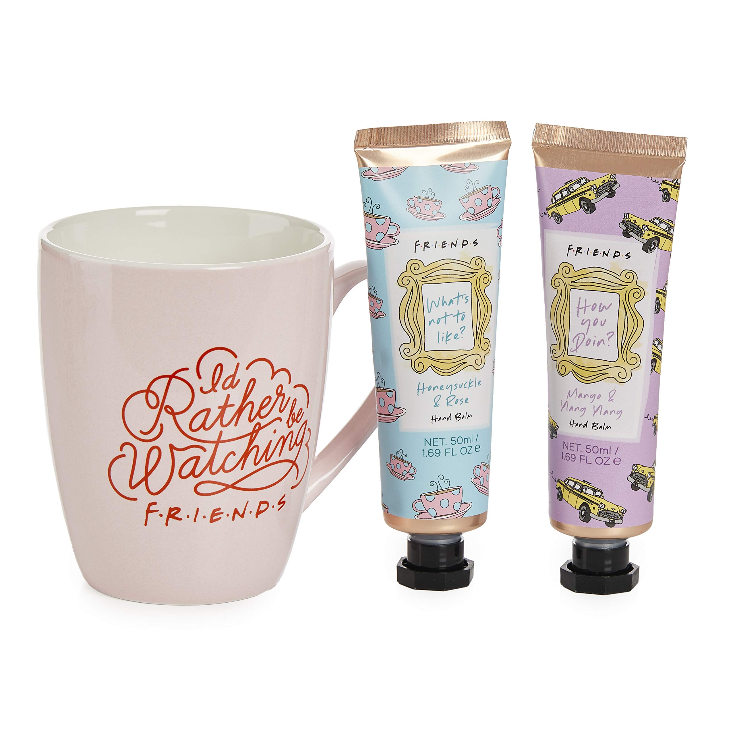 Paladone Friends Kaffeetasse Geschenkset rosa 300 ml Handcreme