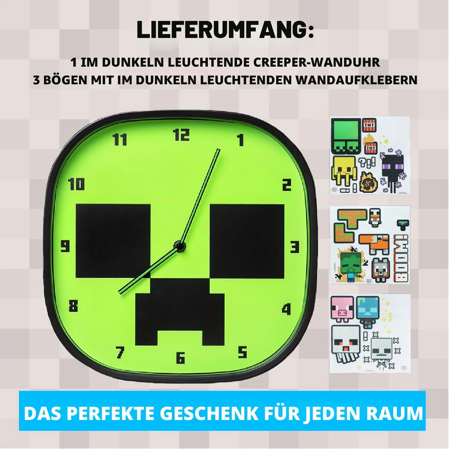 Paladone Lighting Minecraft Creeper Wanduhr 30 cm