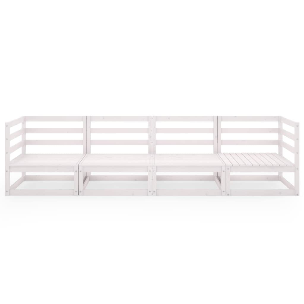 vidaXL Gartensofa 4-Sitzer Lounge Weiß Kiefer Massivholz