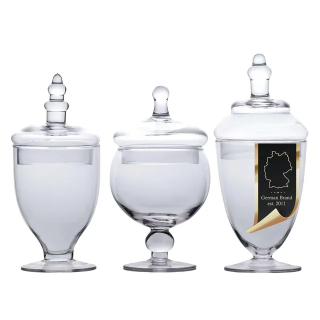 Intirilife Bonbongläser 3er Set Glas Vintage 600 ml