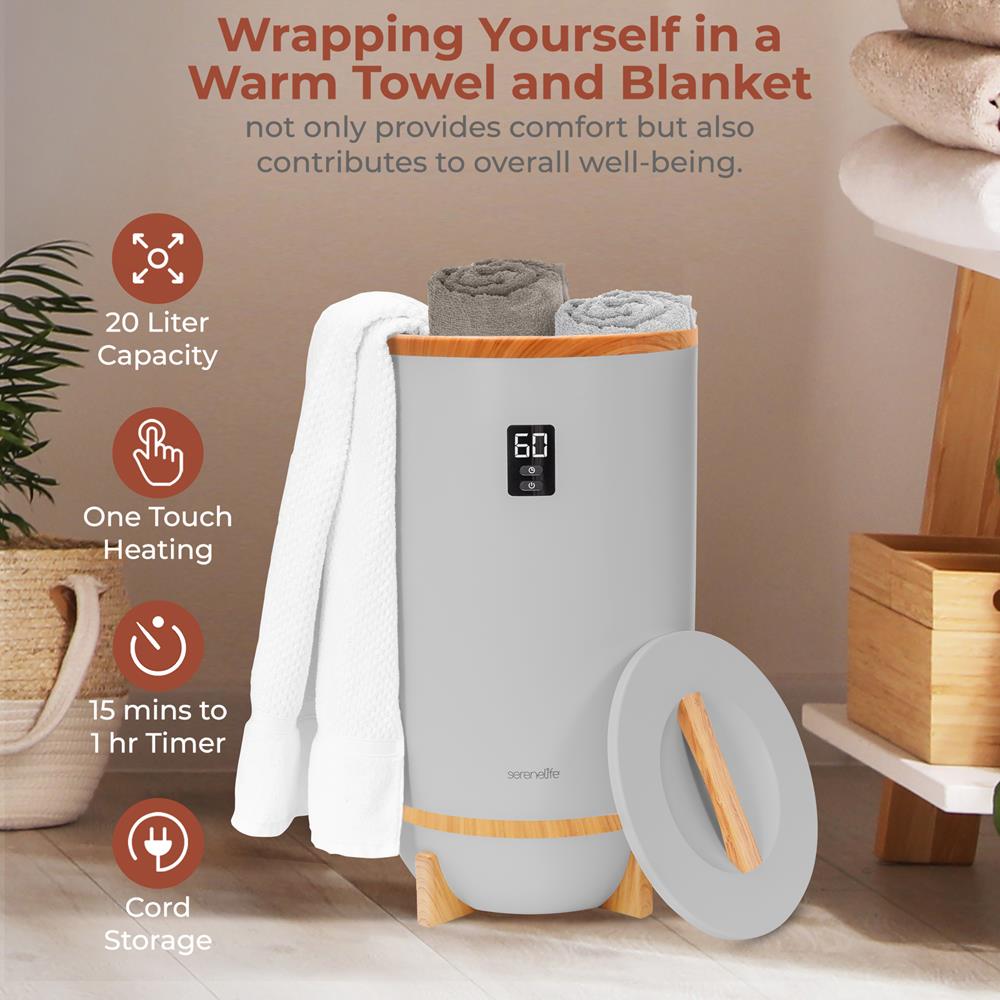 Serenelife Towel Warmers Handtuchwärmer grau 20 L Timer