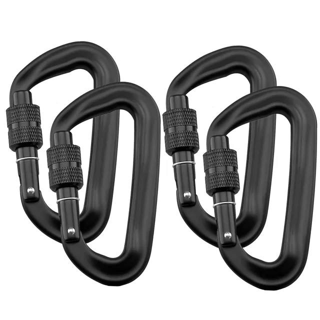 Intirilife Karabiner Clips Alu Schwarz 4er Set 12 kN