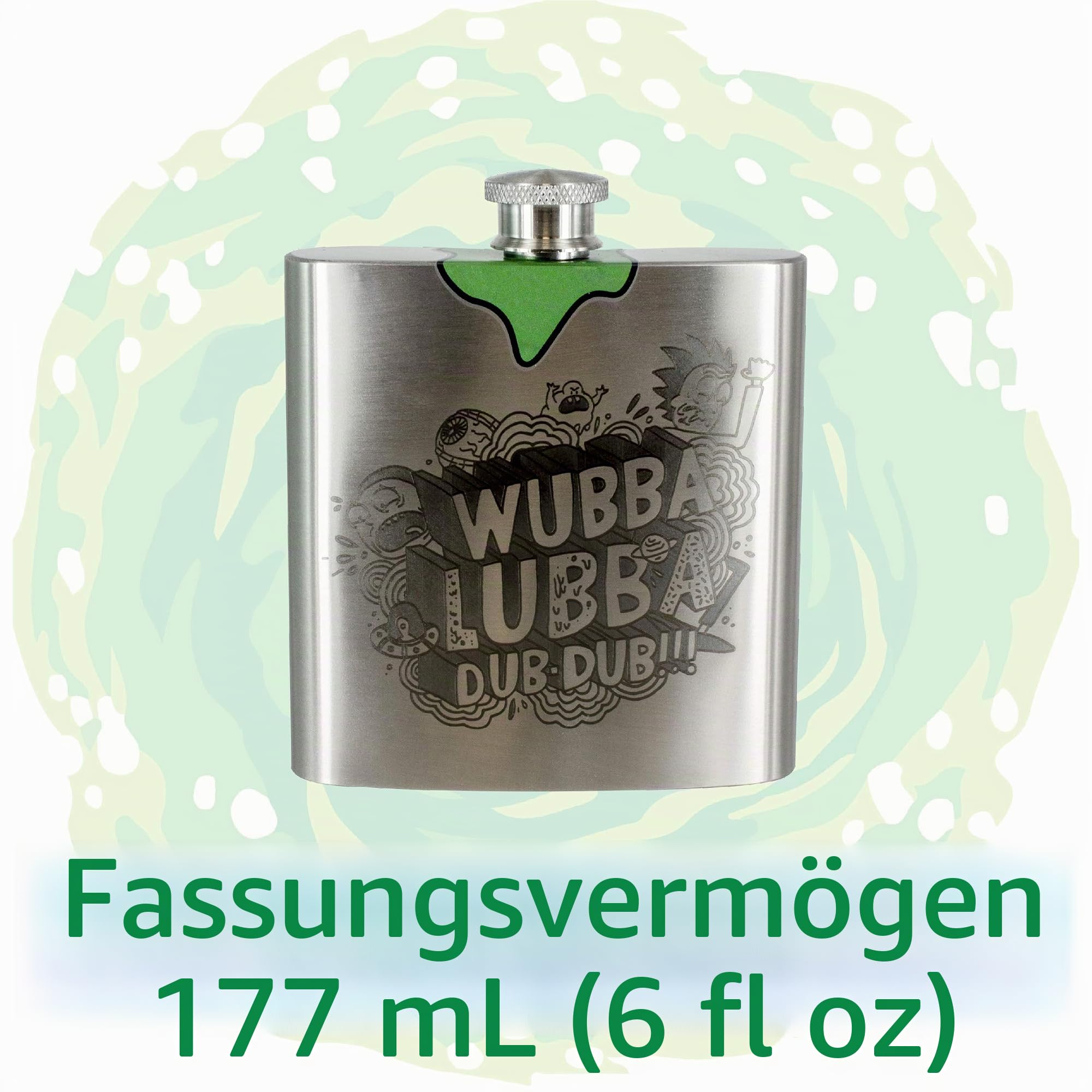Paladone Rick & Morty Wubba Lubba Dub Flachmann 177ml Edelstahl