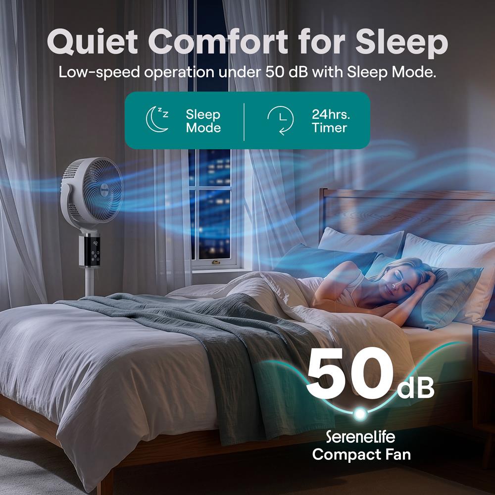 Serenelife Portable SLFNST6AS Standventilator Weiss 45W