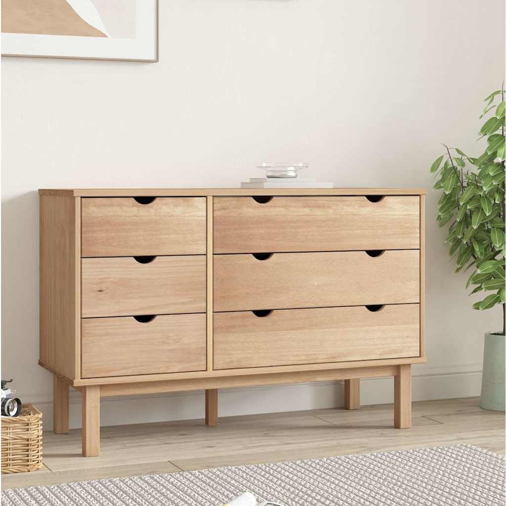 vidaXL Möbel OTTA Schubladenkommode Massivholz braun 111cm