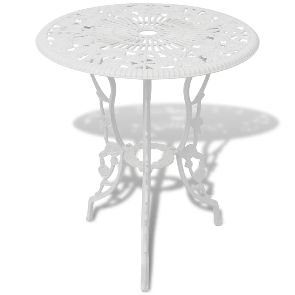 vidaXL Heim & Garten Bistro-Set Aluminiumguss Weiß 3-tlg.