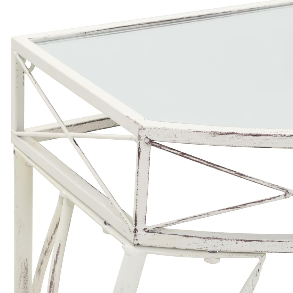 vidaXL Beistelltisch Französischer Stil Metall 82x39x76 weiß