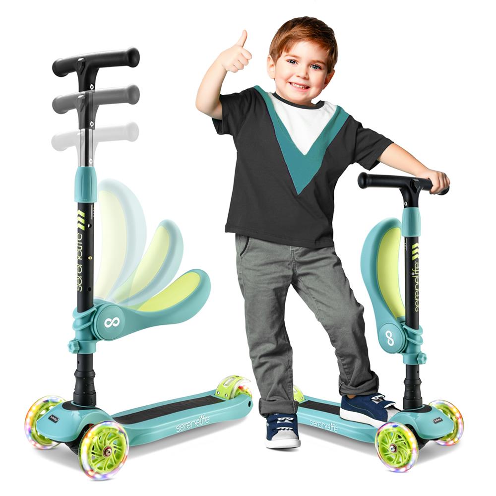 Serenelife Scooters Kinder Scooter 3-Rad LED mit Sitz ab 1 Jahr