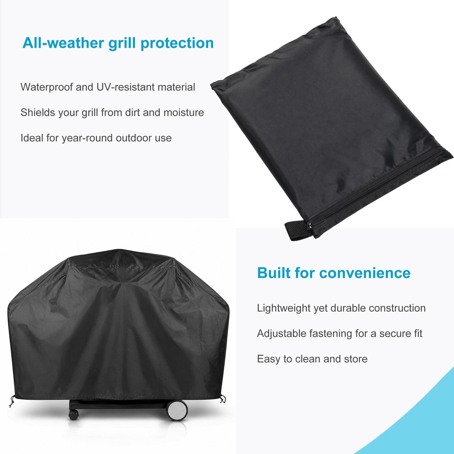 Intirilife Grillabdeckung Schwarz 144x61x130cm wasserdicht