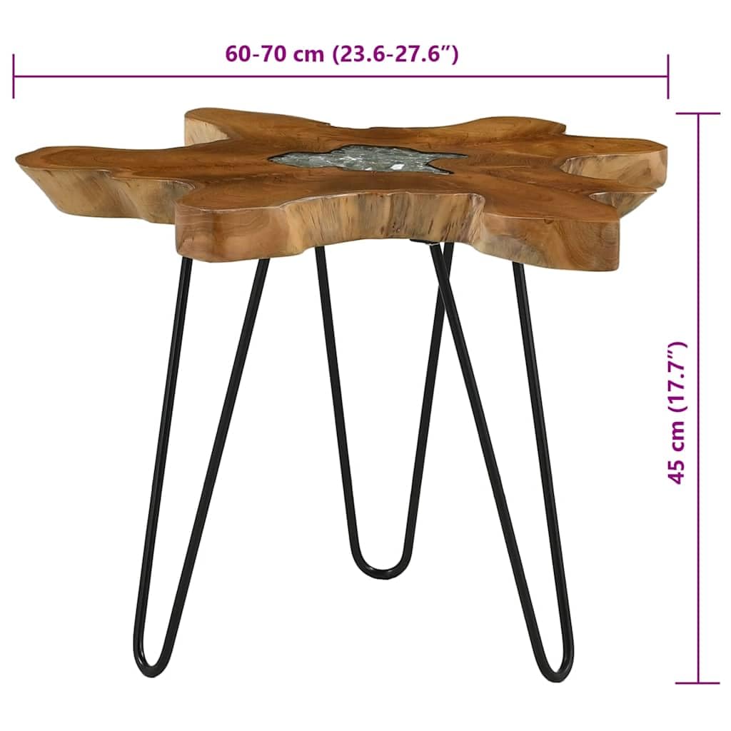 vidaXL Couchtisch 70x45 cm Teak Massivholz Polyresin Wurzel