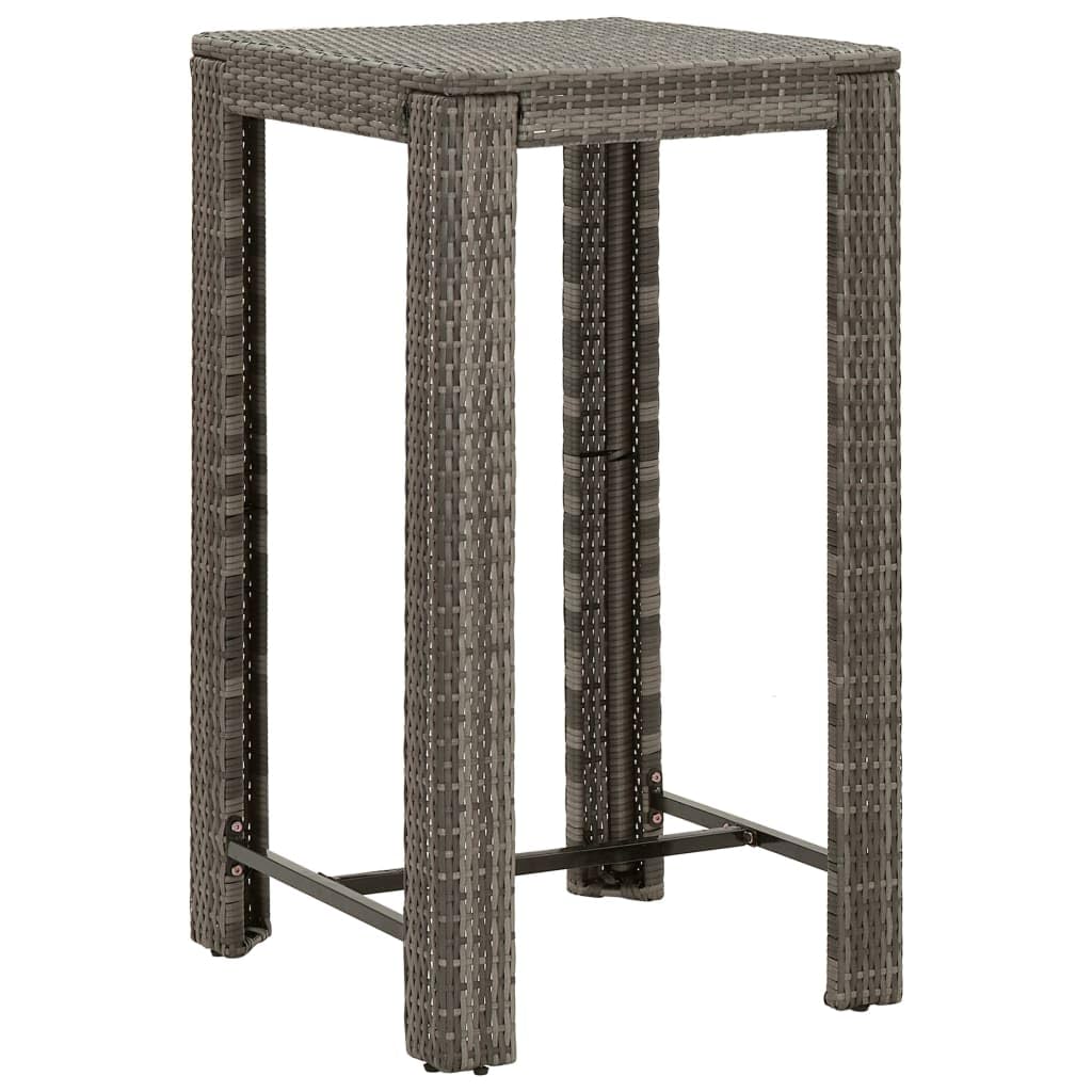vidaXL Gartenbar Set 3-TLG Poly Rattan Grau mit Kissen