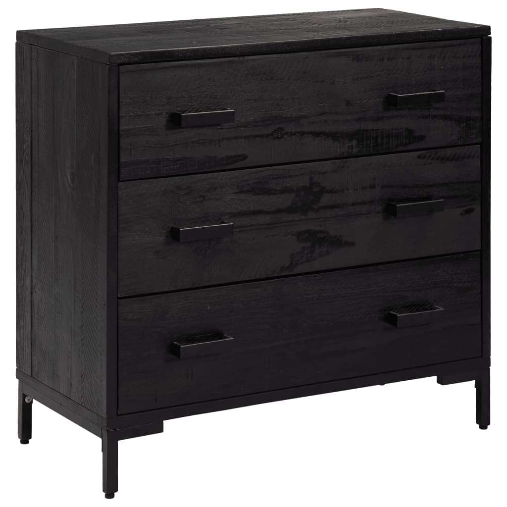 vidaXL Kommode Schwarz 75x35x70 cm Kiefer Massivholz