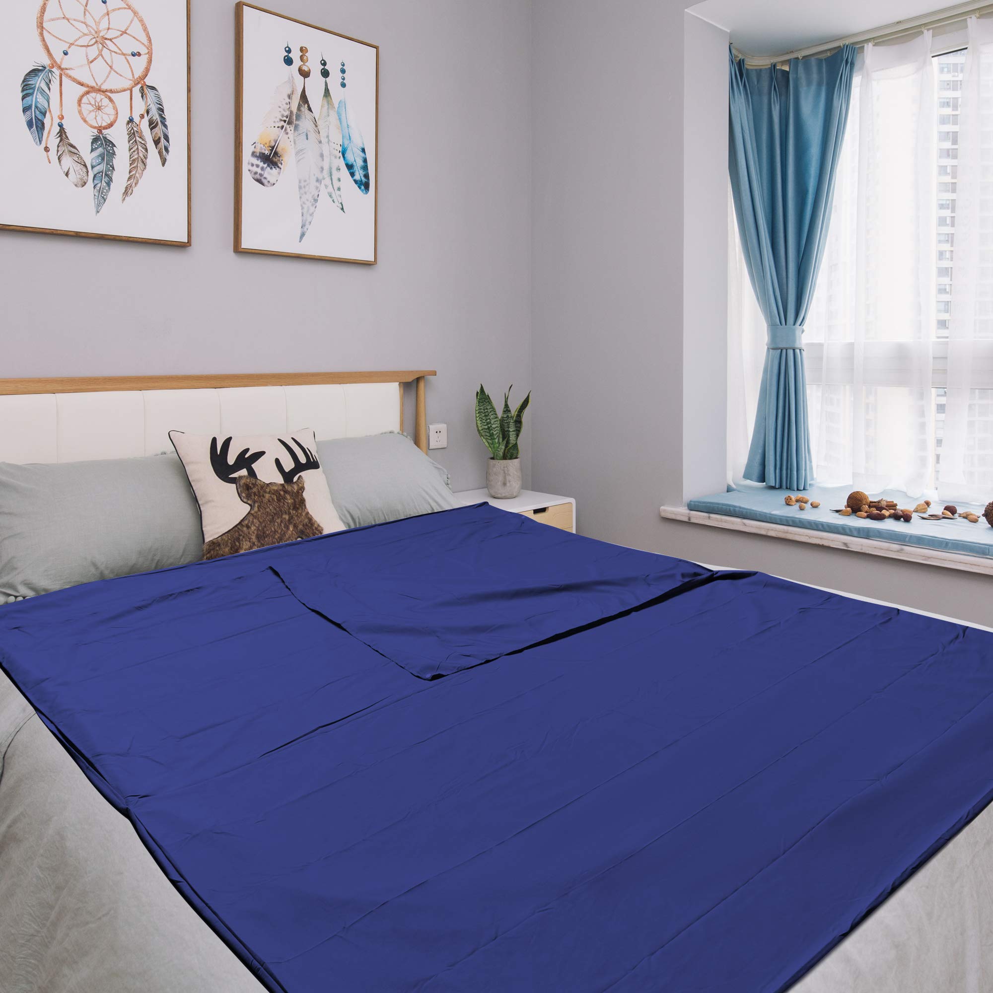Intirilife Hüttenschlafsack 115x210 Schlafsack dunkelblau Polyester
