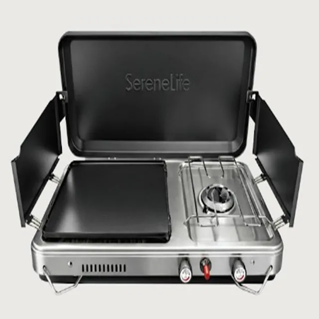 Serenelife Camping Gaskocher SLCMPGRDL2IN1 Grillplatte Propan