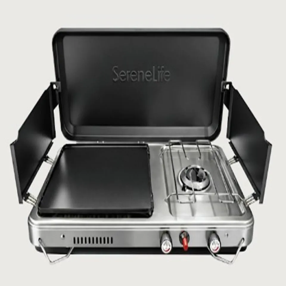 Serenelife Camping Gaskocher SLCMPGRDL2IN1 Grillplatte Propan