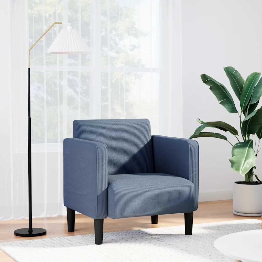 vidaXL Möbel Sessel Armlehnen 54 cm Cordstoff blau Schaumstoff