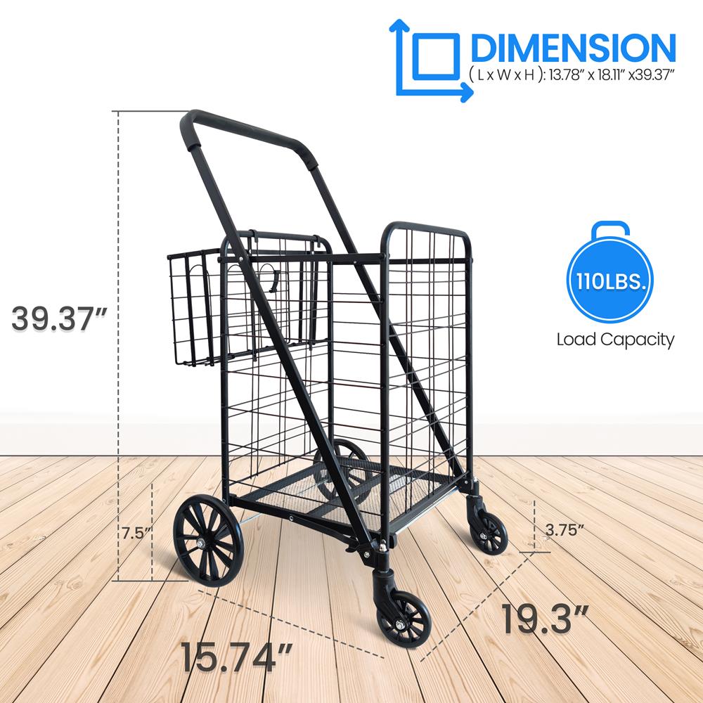 Serenelife Einkaufswagen klappbar schwarz 50 kg Trolley