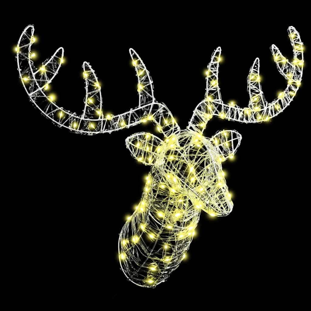 vidaXL Rentierkopf 140 LEDs Acrylfigur warmweiß 60 cm