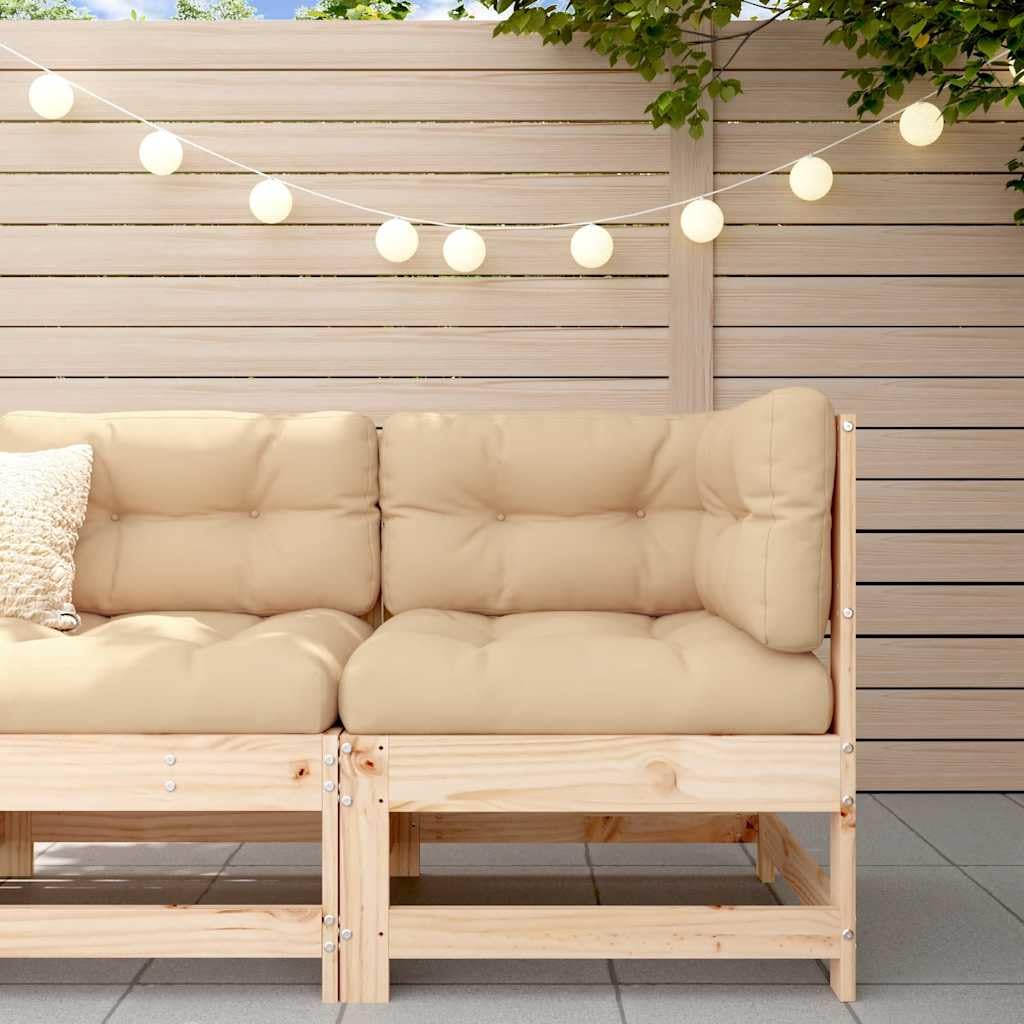vidaXL Möbel Ecksofa Massivholz Kiefer Natur mit Kissen Garten