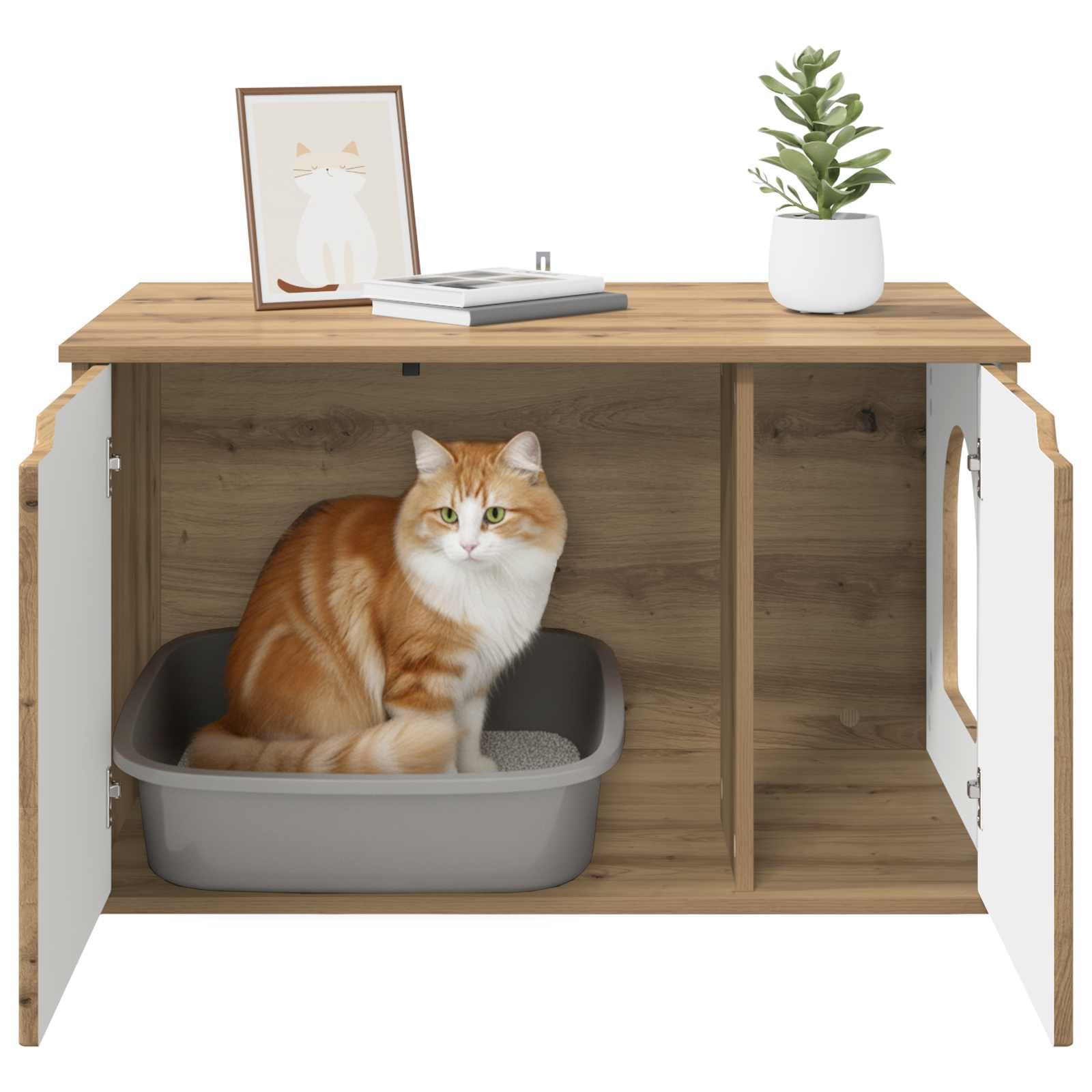 vidaXL Tierbedarf Katzenhaus Artisan-Eiche 85x55x50,5 cm Holz