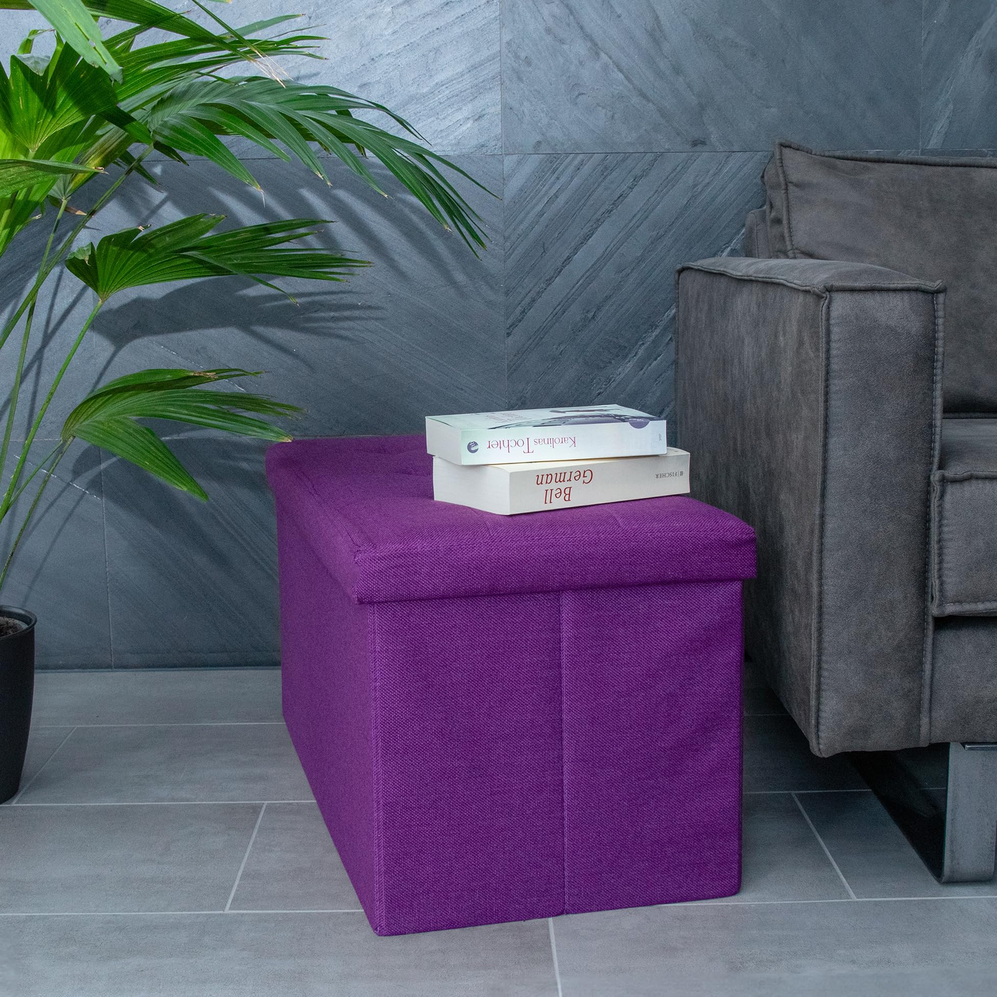 Intirilife Sitzbank 76x38x38 Nebel Lila mit Stauraum Box