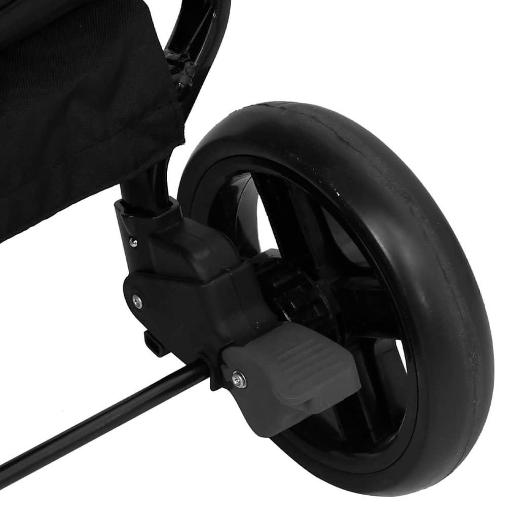 vidaXL Baby Geschwisterwagen klappbar Zwillingsbuggy Stahl dunkelgrau