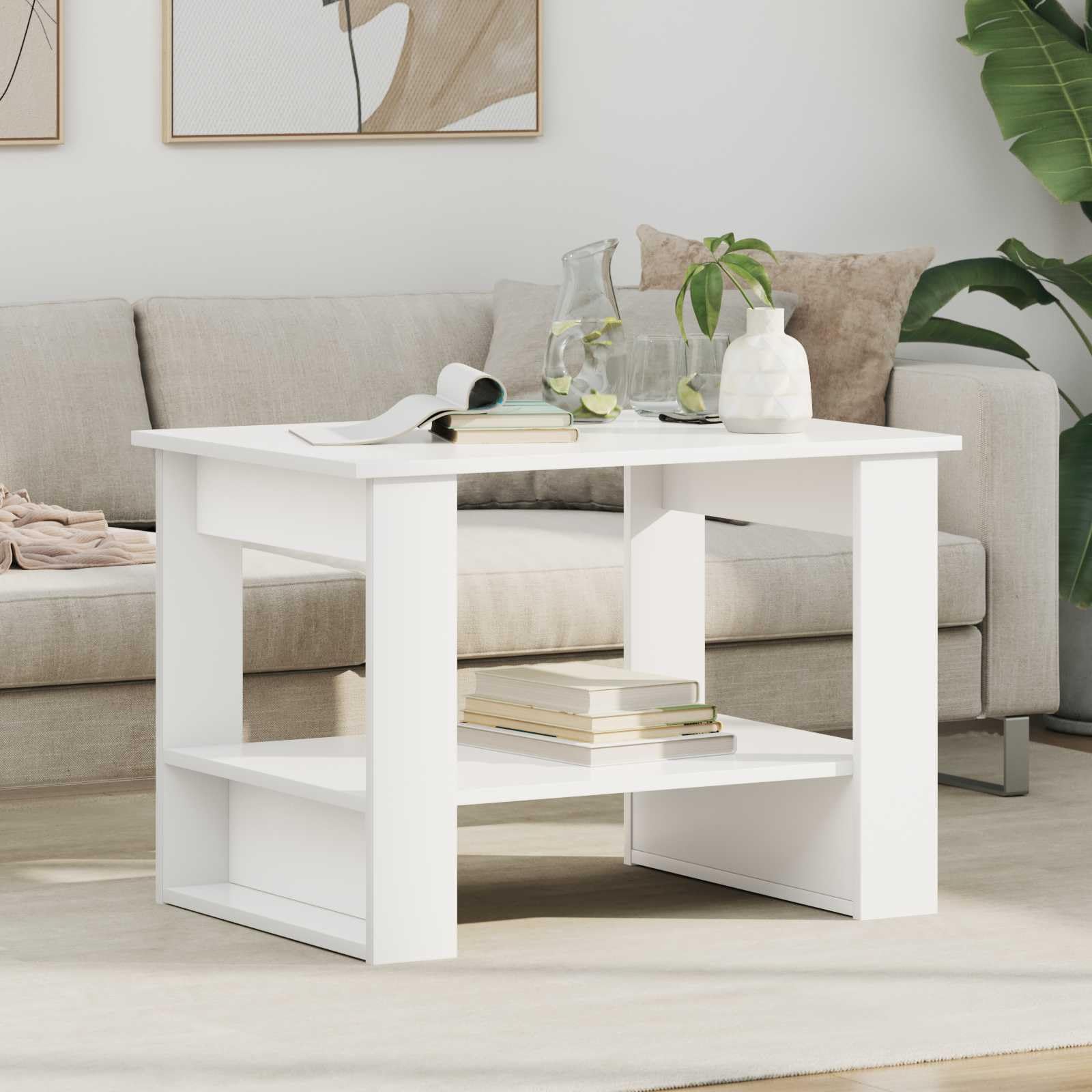 vidaXL Couchtisch Weiß 72x50x50 cm Wohnzimmertisch Holz