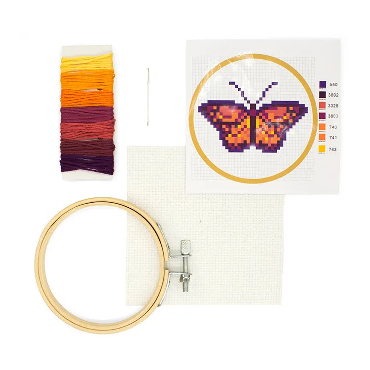 Kikkerland Crafters Butterfly Stickset Kreuzstich Mini