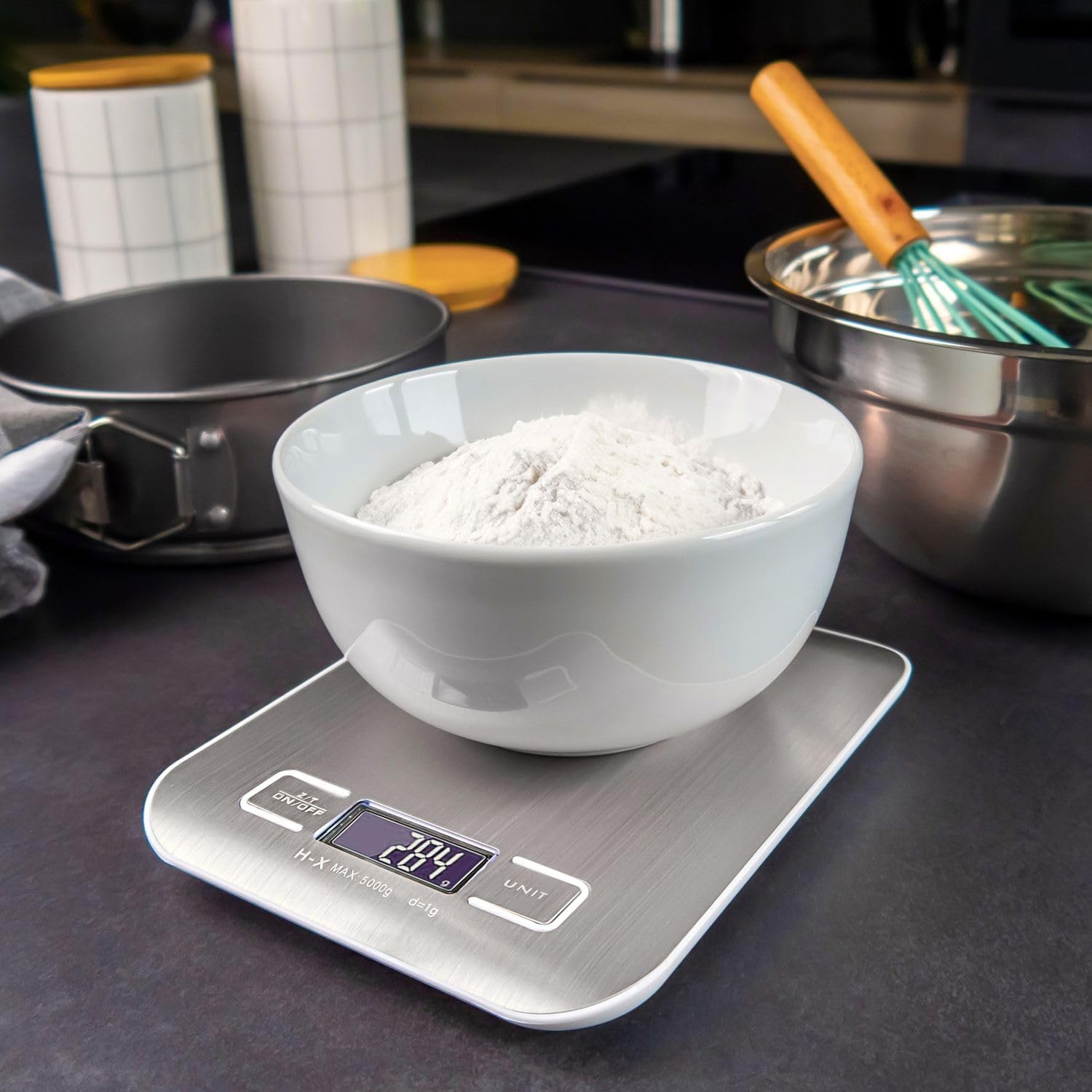 Intirilife Digitale Küchenwaage 5 kg Silber Edelstahl Tara